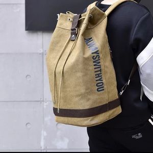 Men’s Canvas Backpack khaki big capacity bag